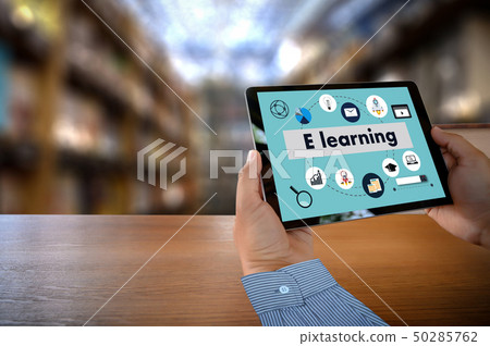 website woman sitting  inscription  E-learning 50285762