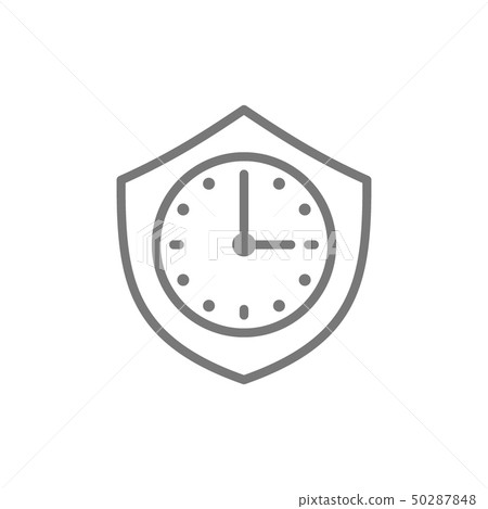 Clock with shield, security time line icon. - Stock Illustration ...