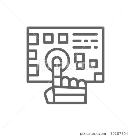 Robot arm presses on the button line icon. 50287894