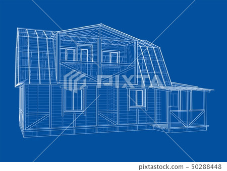 House sketch. Vector rendering of 3d House sketch. Vector rendering of 3d 50288448