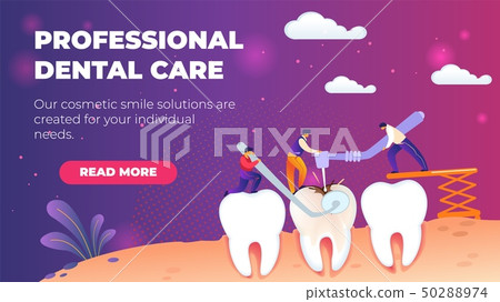 Horizontal Flat Banner Professional Dental Care Stock