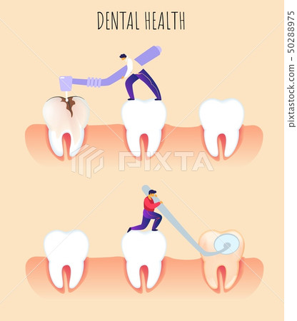 Flat Banner Dental Health Prevention Dentistry Stock