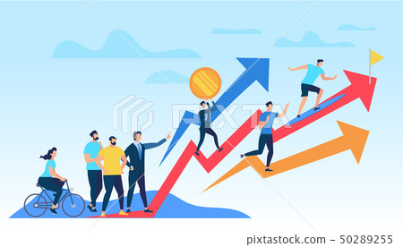 People Running Up Growing Red Graph Arrow People Running Up Growing Red Graph Arrow 50289255