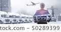 Double exposure of business transportatation  50289399