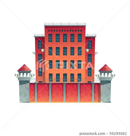 Prison building with observation towers vector Prison building with observation towers vector 50293081