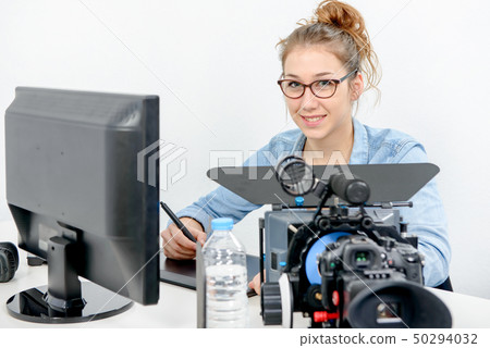 young woman designer using graphics tablet for young woman designer using graphics tablet for 50294032