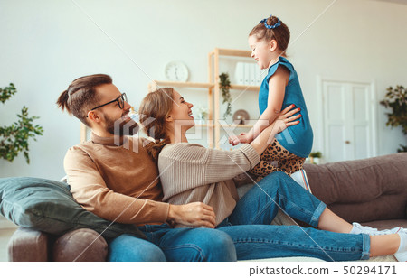 happy family mother father and child daughter 50294171
