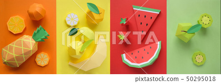 Fruit made of paper. Bright background. There's Fruit made of paper. Bright background. There's 50295018