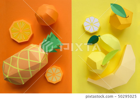 Fruit made of paper. Bright background. There's Fruit made of paper. Bright background. There's 50295025