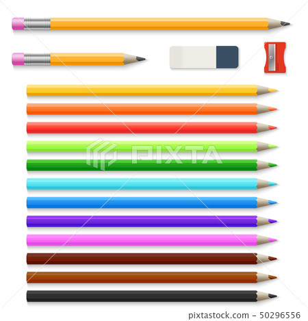 Set Of Colored Pencil Collection Isolated Vector Illustration