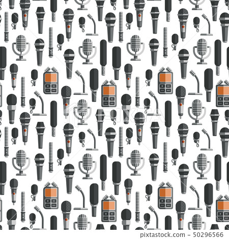 Flat microphones and dictaphones seamless pattern Flat microphones and dictaphones seamless pattern 50296566