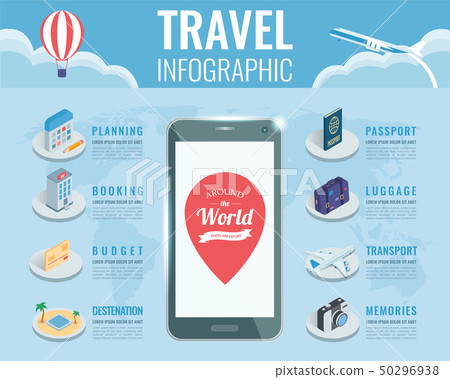Travel infographic in isometric style. Infographics for business, web sites, presentations 50296938