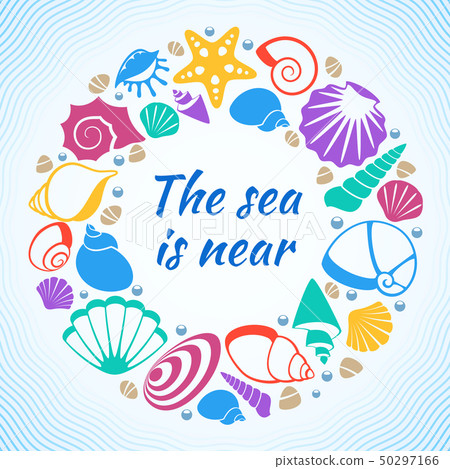 Tropical resort aquatic vector concept with sea shells on beach 50297166