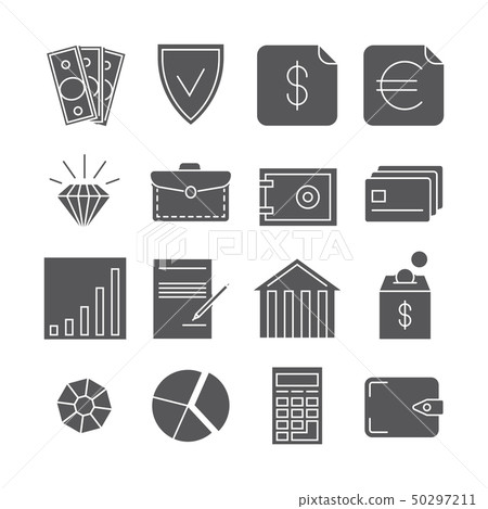 Money payments finance vector icons isolated on...-插圖素材 [50297211 ...