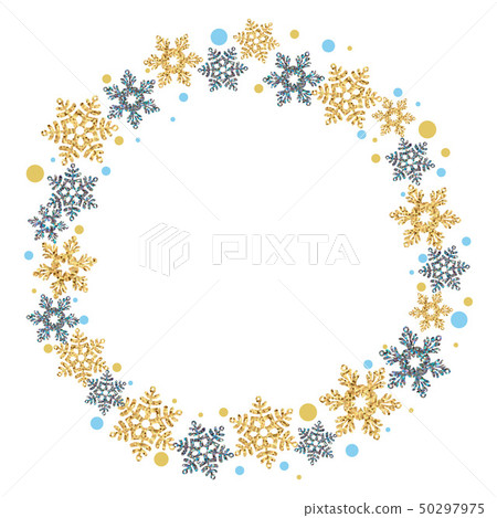 Christmas wreath with snowflakes on a white background. Vector i 50297975