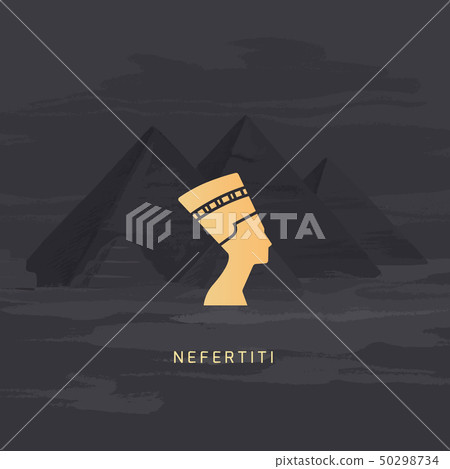A vector icon image of the queen of Egypt Nefertiti profile isolated on a background. A vector icon image of the queen of Egypt Nefertiti profile isolated on a background. 50298734