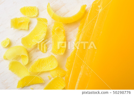 Pieces of beeswax for making candles. Beekeeping 50298776