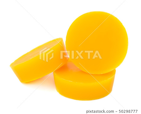 Natural beeswax isolated on white. Beekeeping 50298777