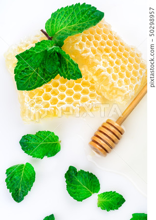 Fresh honey from honeycomb and mint. Honey and Fresh honey from honeycomb and mint. Honey and 50298957