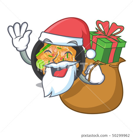 Santa with gift pat thai on the mascot plate 50299962