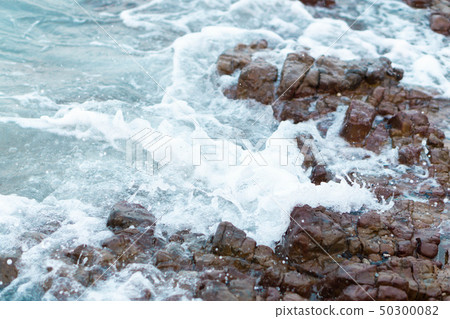 Sea wave breaking with rocky beach, Holiday Sea wave breaking with rocky beach, Holiday 50300082