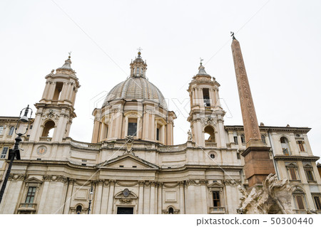 Piazza Navona Fountains of the Four Great Rivers (Agonaris Obelisk) and Churches (Rome, Italy) 50300440