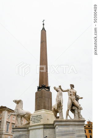Ancient ruins of Rome (Italy) Obelisk in front of the Quirinale palace Ancient ruins of Rome (Italy) Obelisk in front of the Quirinale palace 50300489