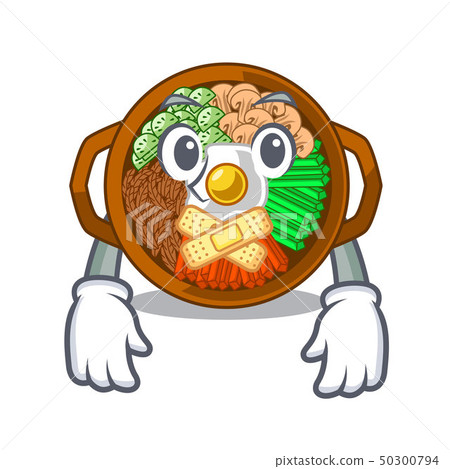 Silent plate containing bibimbap cartoon on table Silent plate containing bibimbap cartoon on table 50300794