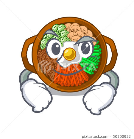Smirking bibimbap served on mascot hot pan Smirking bibimbap served on mascot hot pan 50300932