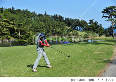 Korean golfer swinging golf Korean golfer swinging golf 50301995
