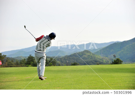 Korean golfer swinging golf Korean golfer swinging golf 50301996