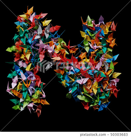 Alphabet N made by collecting origami cranes Alphabet N made by collecting origami cranes 50303683