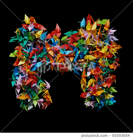 Alphabet M made by collecting origami cranes Alphabet M made by collecting origami cranes 50303684