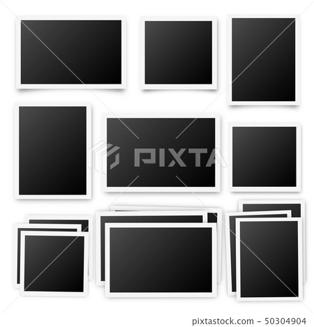 Photo card frame,film set. Retro vintage photograph with shadow. Digital snapshot image. Photography 50304904