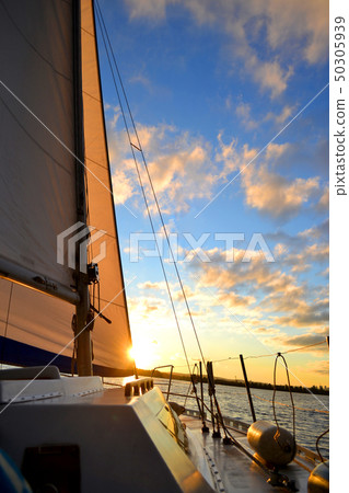 sail boat at sunset 50305939
