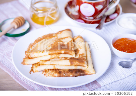 Traditional Russian pancakes. Shrovetide. Traditional Russian pancakes. Shrovetide. 50306192