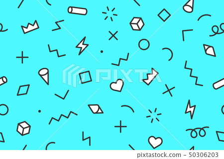 Seamless graphic pattern 80s-90s styles on color blue background 50306203