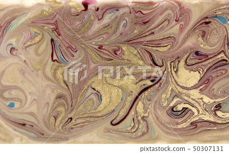 Beige and purple marbling pattern. Golden marble liquid texture. Beige and purple marbling pattern. Golden marble liquid texture. 50307131