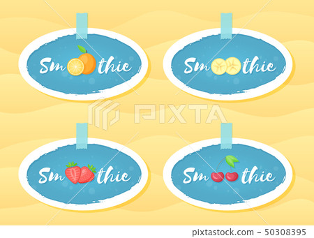 Blue label set smoothie fruit shake vector design 50308395