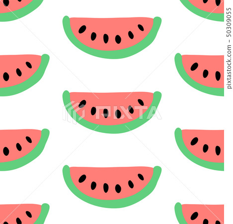 Watermelon seamless hand drawn vector pattern - Stock Illustration ...
