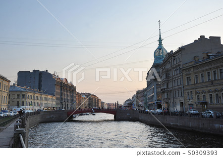 evening view of the Moika river embankment in St. 50309393