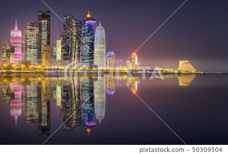 The skyline of West Bay and Doha City, Qatar The skyline of West Bay and Doha City, Qatar 50309504