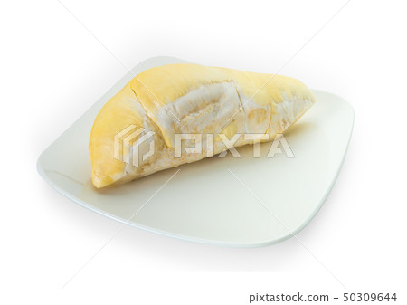 Durian in a dish on a white background 50309644