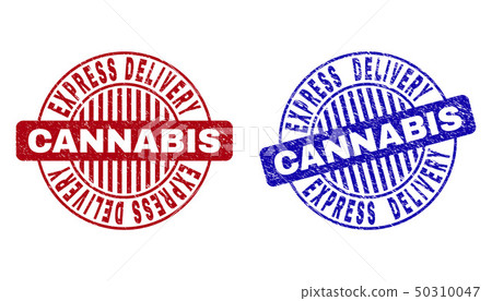 Grunge EXPRESS DELIVERY CANNABIS Textured Round Watermarks 50310047