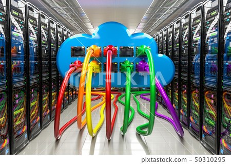 Computer cloud with lan internet cables Computer cloud with lan internet cables 50310295