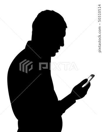 man using telephone, silhouette vector man using telephone, silhouette vector 50310514