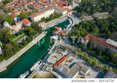 Aerial view of city of Zadar. Summer time in Aerial view of city of Zadar. Summer time in 50310726