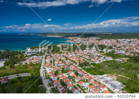 Aerial view of city of Zadar. Summer time in Aerial view of city of Zadar. Summer time in 50310784