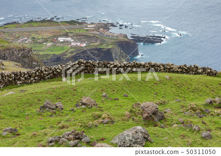 Hill of farm fields in the Corvo island in Azores, Hill of farm fields in the Corvo island in Azores, 50311050