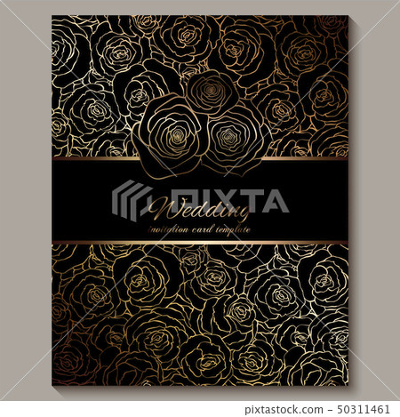 Luxury gold vintage wedding invitation, floral Luxury gold vintage wedding invitation, floral 50311461